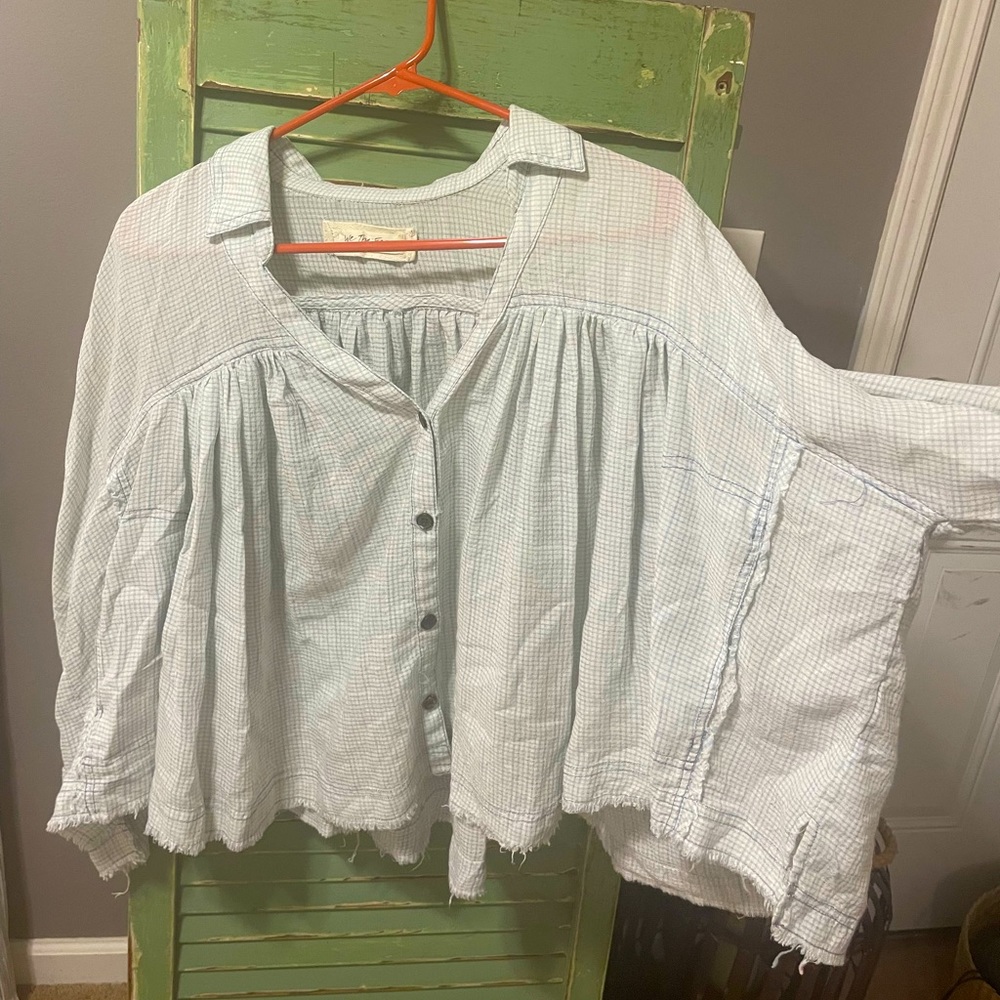 Free people checkered flowey blouse